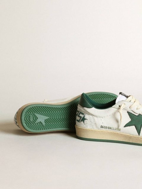Golden Goose Women's Ball Star In White Nappa Leather With Green Leather Star And Heel Tab Women Ball Star - Image 3