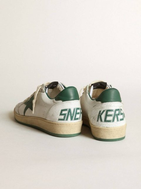 Golden Goose Women's Ball Star In White Nappa Leather With Green Leather Star And Heel Tab Women Ball Star - Image 4