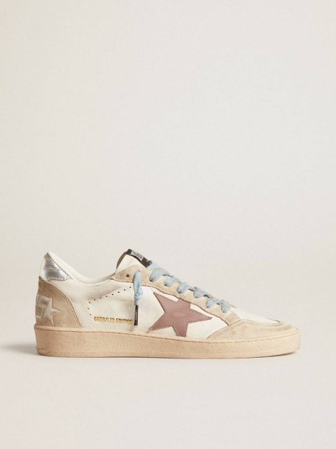 Golden Goose Women's Ball Star Ltd In White Nappa And Pearl Suede With Mauve Leather Star Women Ball Star