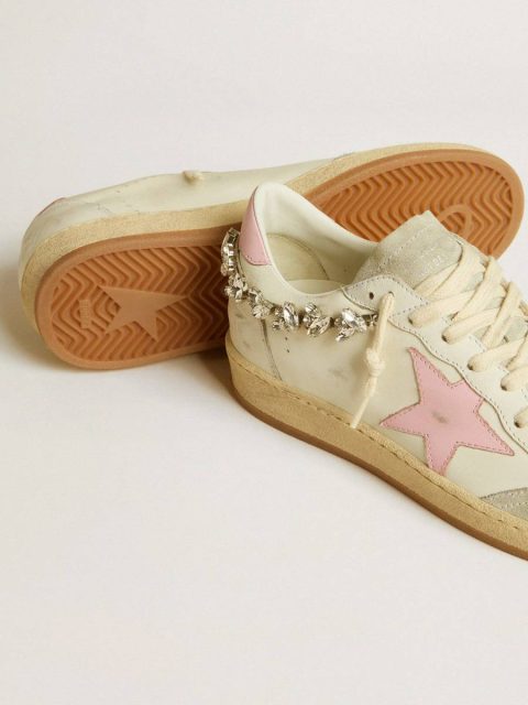 Golden Goose Women's Ball Star Ltd With Pink Leather Star And Crystal Decoration White Women Ball Star - Image 3