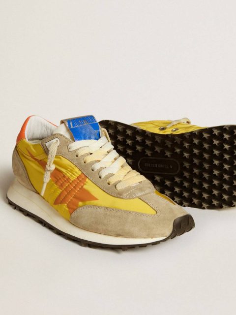 Golden Goose Women’s Marathon With Yellow Nylon Upper And Orange Star Women Marathon - Image 4