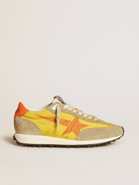 Golden Goose Women’s Marathon With Yellow Nylon Upper And Orange Star Women Marathon