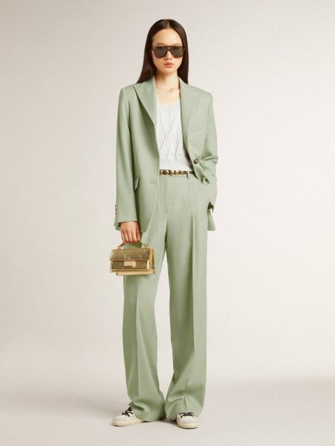 Golden Goose Women's Pants In Sage-Green Wool Jeans & Pants Sage Green Women - Image 3