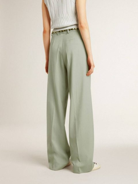 Golden Goose Women's Pants In Sage-Green Wool Jeans & Pants Sage Green Women - Image 4