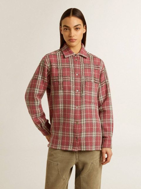 Golden Goose Women's Shirt With Pink, Sand And Gray Check Embroidery Pink, Sand And Gray Shirts Women - Image 3