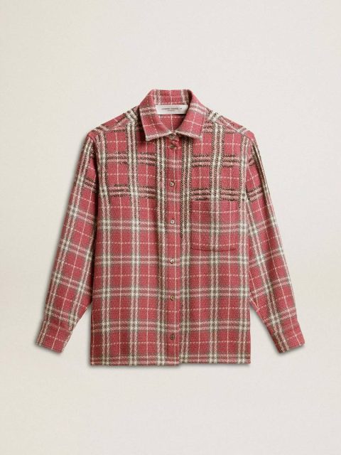 Golden Goose Women's Shirt With Pink, Sand And Gray Check Embroidery Pink, Sand And Gray Shirts Women
