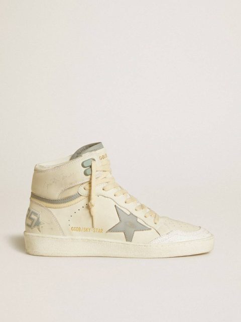 Golden Goose Women's Sky-Star In Leather With Light Blue Leather Star And White Heel Tab White Sky-Star Women