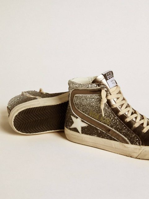 Golden Goose Women's Slide In Black And Silver Glitter With Leather Star And Metallic Flash Women Slide - Image 3