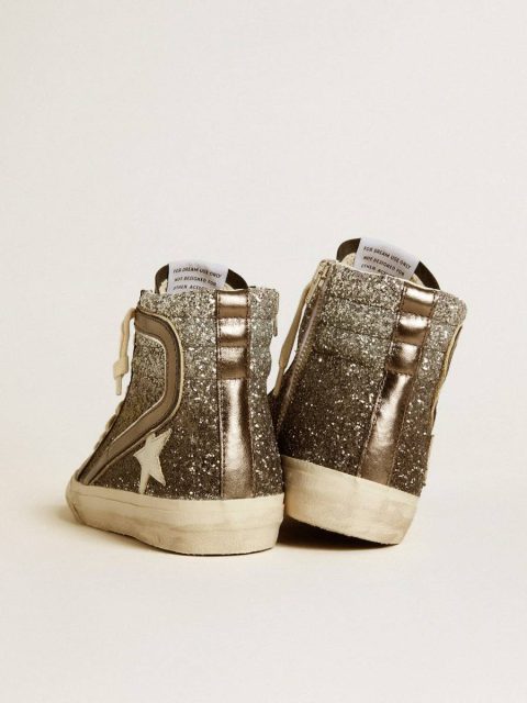 Golden Goose Women's Slide In Black And Silver Glitter With Leather Star And Metallic Flash Women Slide - Image 4