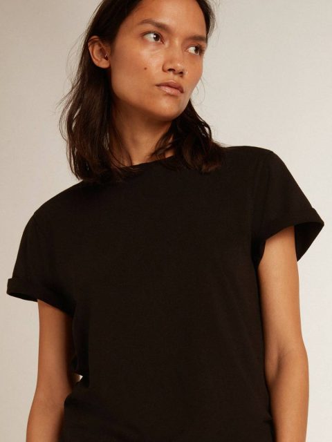 Golden Goose Women’s Slim-Fit Distressed T-Shirt In Black Vintage Black T-Shirts & Tops Women - Image 2