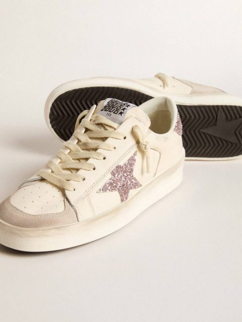Golden Goose Women's Stardan In Nappa And Suede With Pink Glitter Star And Heel Tab Stardan Women - Image 3