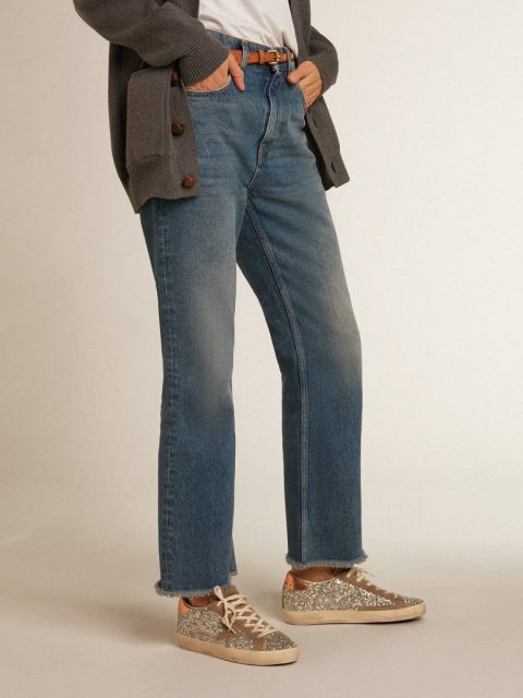 Golden Goose Women's Super-Star In Platinum Glitter With Dove-Gray Suede Star Super-Star Women - Image 3