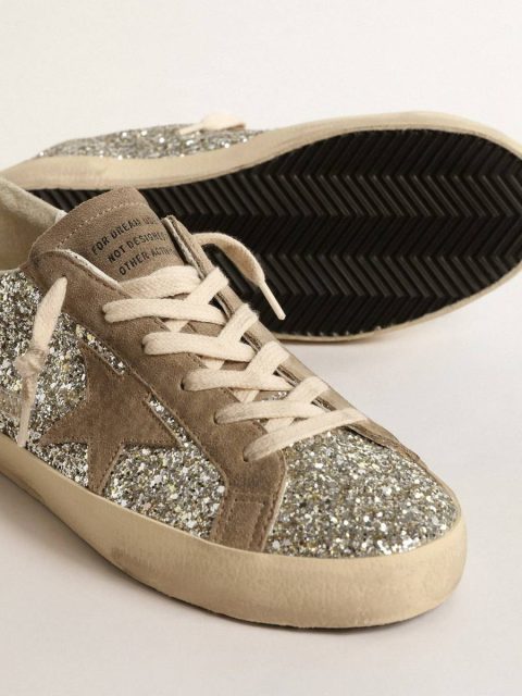 Golden Goose Women's Super-Star In Platinum Glitter With Dove-Gray Suede Star Super-Star Women - Image 4