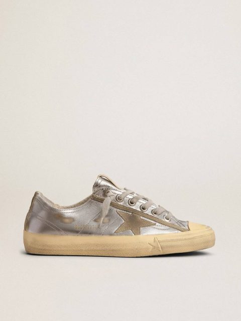 Golden Goose Women's V-Star Ltd In Silver Laminated Leather Women V-Star