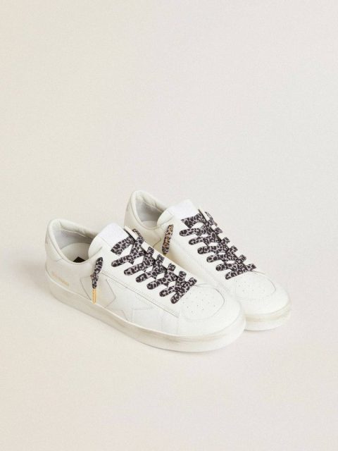 Gray And Black Animal Print Golden Goose Women Laces Gray And Black Animal-Print Laces With Contrasting Gold Logo - Image 3