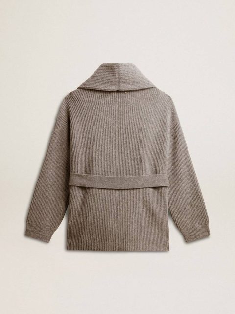 Gray Melange Knitwear Women's Cardigan In Gray Melange Wool With Embroidery On The Front Golden Goose Women - Image 2
