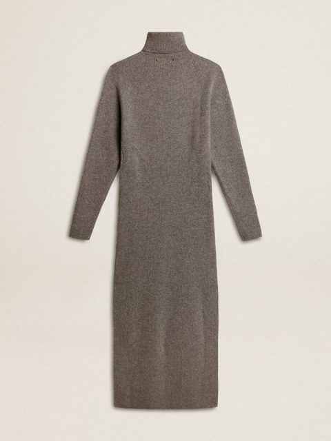 Gray Melange Women Golden Goose Gray Melange Ribbed Woolen Dress With High Neck Dresses & Jumpsuits - Image 2