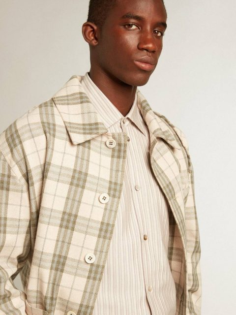 Gray Men Shirts Men's Viscose-Blend Linen Shirt With Striped Pattern Golden Goose - Image 3