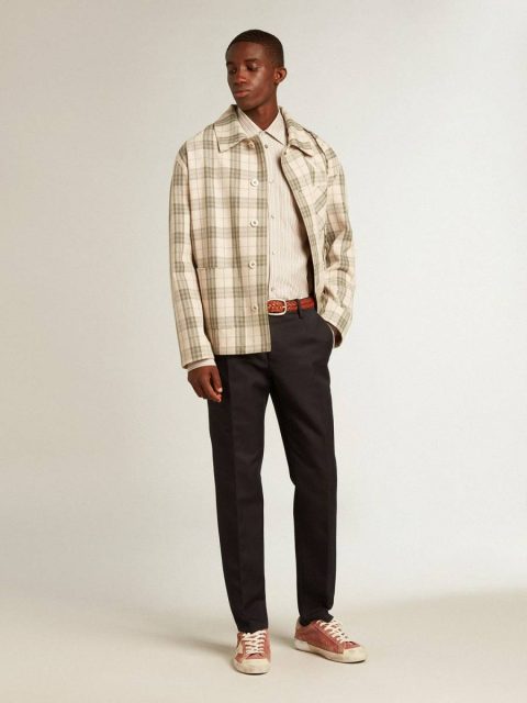 Gray Men Shirts Men's Viscose-Blend Linen Shirt With Striped Pattern Golden Goose - Image 4