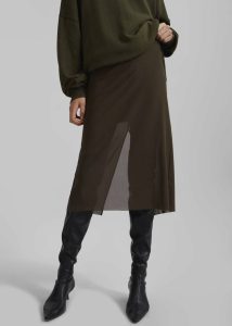 Green Suva Sheer Skirt - Khaki Bottoms Women The Frankie Shop
