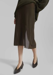 Green Suva Sheer Skirt - Khaki Bottoms Women The Frankie Shop - Image 3