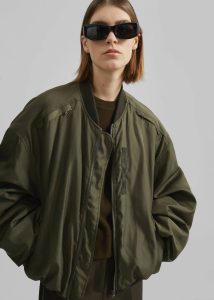 Green The Frankie Shop Outerwear Women Delso Bomber Jacket - Khaki - Image 3