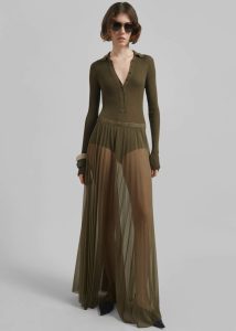 Green The Frankie Shop Solana Polo Bodysuit - Khaki Tops Women - Image 3