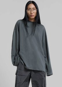 Green The Frankie Shop Tops Rio Oversized Sleeve Tee - Khaki Women