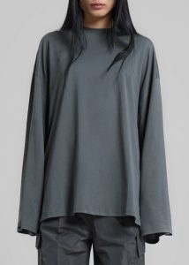 Green The Frankie Shop Tops Rio Oversized Sleeve Tee - Khaki Women - Image 3