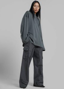Green The Frankie Shop Tops Rio Oversized Sleeve Tee - Khaki Women - Image 4