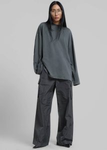 Green The Frankie Shop Tops Rio Oversized Sleeve Tee - Khaki Women - Image 5