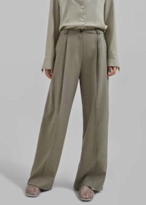 Green The Frankie Shop Xia Side Belt Trousers - Khaki Women Bottoms