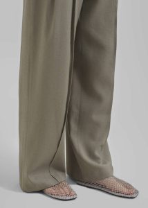 Green The Frankie Shop Xia Side Belt Trousers - Khaki Women Bottoms - Image 5