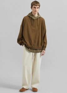 Green Tops Men The Frankie Shop Barstow Layered Hoodie - Dark Olive - Image 2