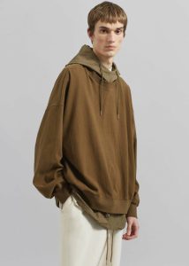 Green Tops Men The Frankie Shop Barstow Layered Hoodie - Dark Olive - Image 5