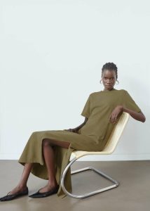 Green Women Dresses The Frankie Shop Marina Maxi Slit Dress - Khaki