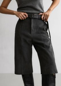 Grey Bottoms Cambria Faux Suede Bermuda Shorts - Charcoal The Frankie Shop Women - Image 2
