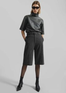 Grey Bottoms Cambria Faux Suede Bermuda Shorts - Charcoal The Frankie Shop Women - Image 4