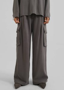 Grey Bottoms Women Nyro Cargo Pants - Charcoal The Frankie Shop - Image 3