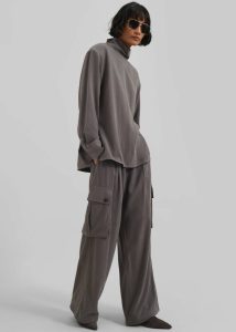 Grey Bottoms Women Nyro Cargo Pants - Charcoal The Frankie Shop - Image 4