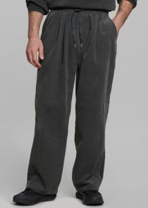 Grey Brixton Corduroy Joggers - Charcoal Men The Frankie Shop Bottoms