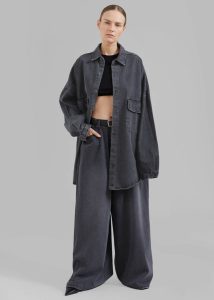 Grey Dallas Denim Overshirt - Dark Grey The Frankie Shop Tops Women - Image 2