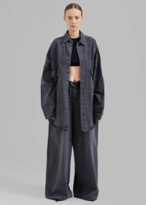 Grey Dallas Denim Overshirt - Dark Grey The Frankie Shop Tops Women - Image 4