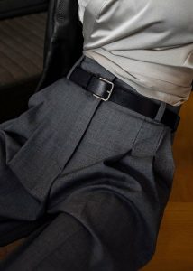Grey Gelso Pleated Trousers - Dark Grey Melange Women The Frankie Shop Bottoms