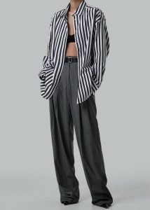 Grey Gelso Pleated Trousers - Dark Grey Melange Women The Frankie Shop Bottoms - Image 3