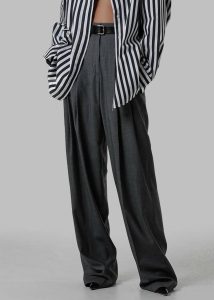 Grey Gelso Pleated Trousers - Dark Grey Melange Women The Frankie Shop Bottoms - Image 5