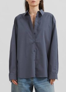 Grey Kae Back Slit Button Up Shirt - Charcoal The Frankie Shop Women Tops - Image 5