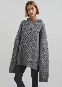 Grey Knitwear Adare Braided Knit Hoodie - Grey The Frankie Shop Women