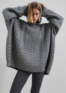 Grey Knitwear Adare Braided Knit Hoodie - Grey The Frankie Shop Women - Image 4