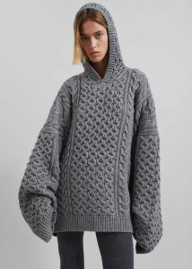 Grey Knitwear Adare Braided Knit Hoodie - Grey The Frankie Shop Women - Image 5